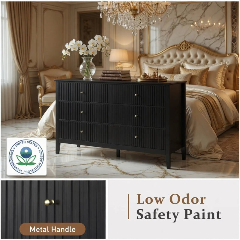 Modern 6 Drawer Fluted Dresser by HouseOfZazla