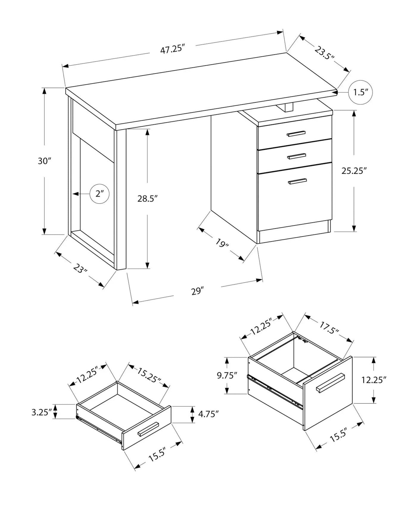 Computer Desk For Home Office Laptop, Left, Right Set - Up, Storage Drawers by Unique Piece Furniture