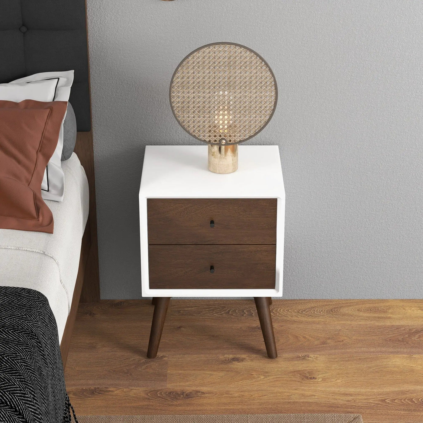 Caroline - Mid-Century Modern Style Night Stand 2 Drawer by HouseOfZazla
