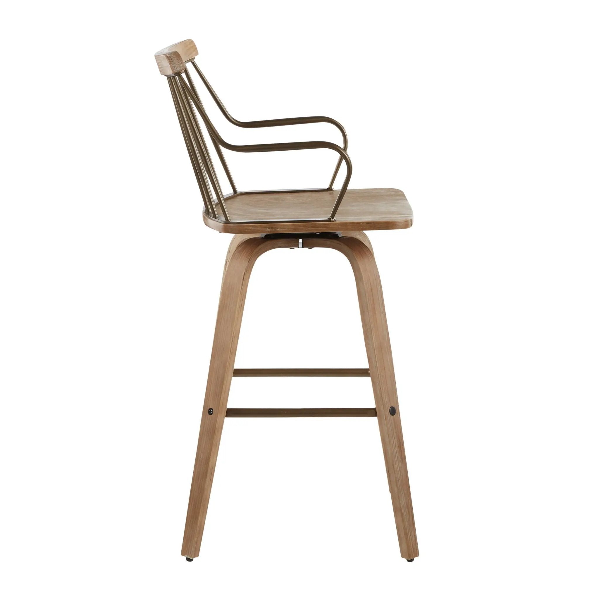 Preston - Farmhouse Counter Stool - White Washed / Antique Copper by HouseOfZazla
