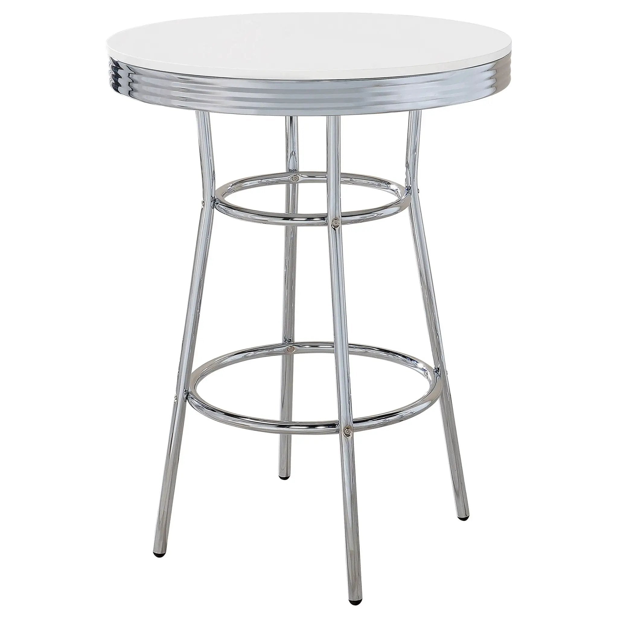 Retro Round 30-inch 1950's Bistro Pub Height Bar Table White by Unique Piece Furniture