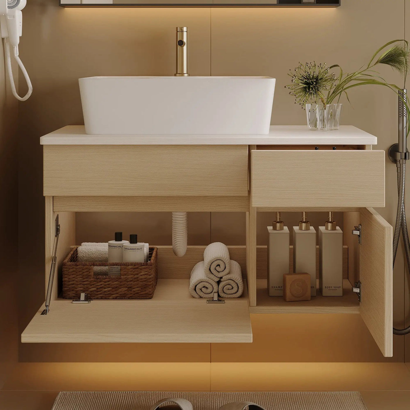 Floating Single Small Bathroom Vanity with Sink by HouseOfZazla