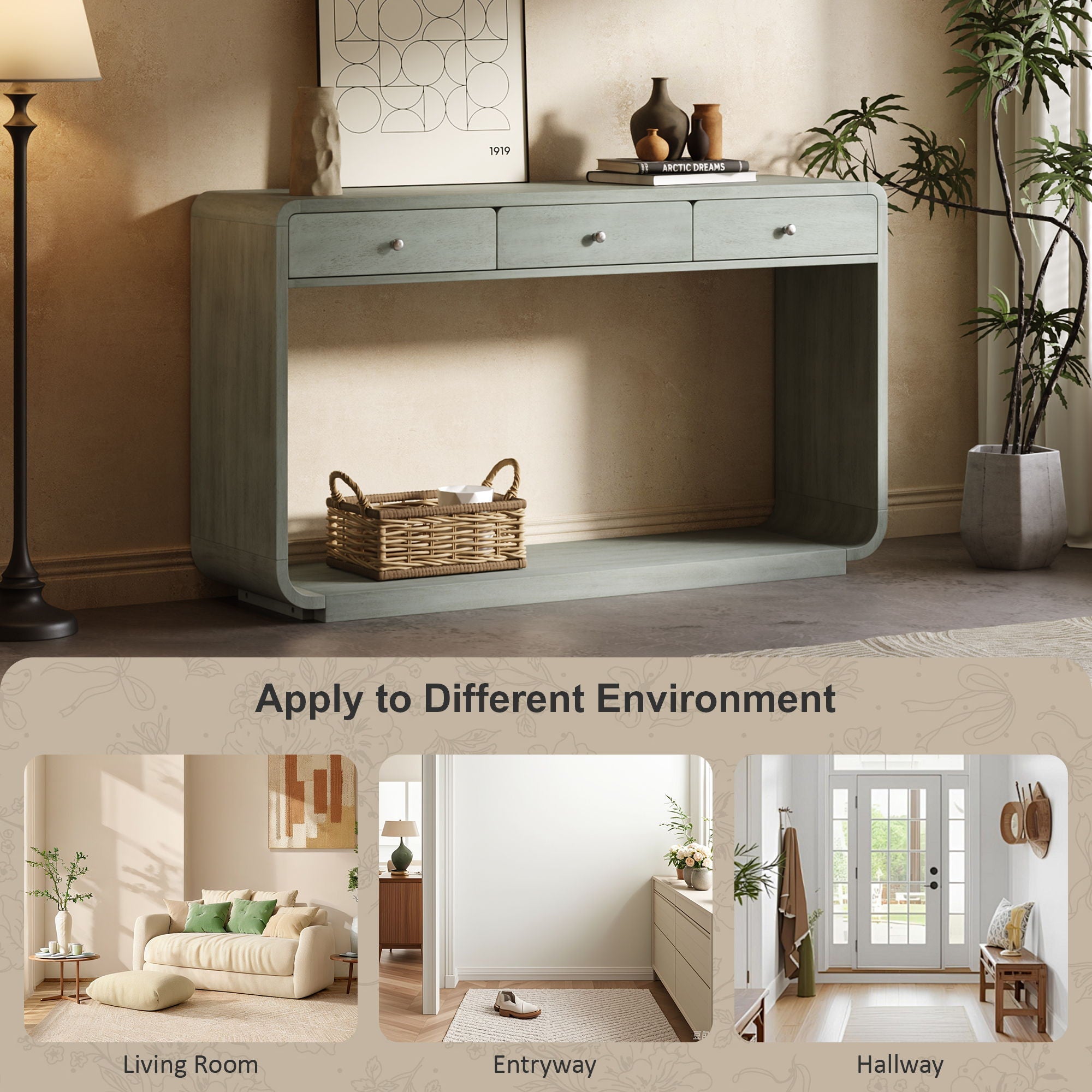 Console Table With 3 Drawers And Display Shelf by HouseOfZazla