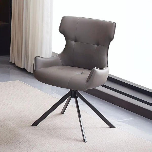 Damita - Camel Synthetic Leather Side Chair With Swivel (Set of 2) - Gray & Black Finsh