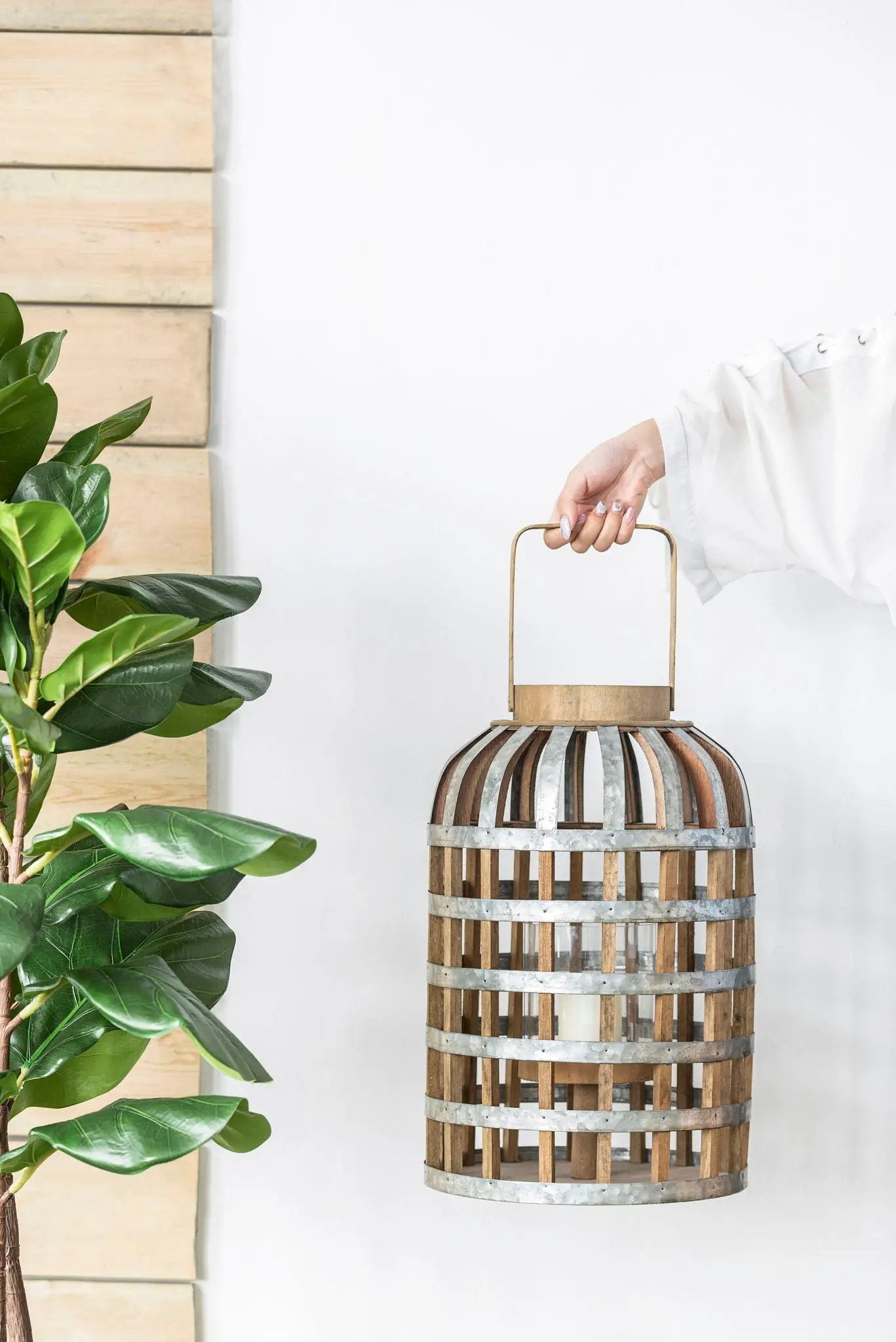Decorative Lantern With Handle, Wooden Lantern For Indoor Outdoor, Home Garden Wedding by Unique Piece Furniture