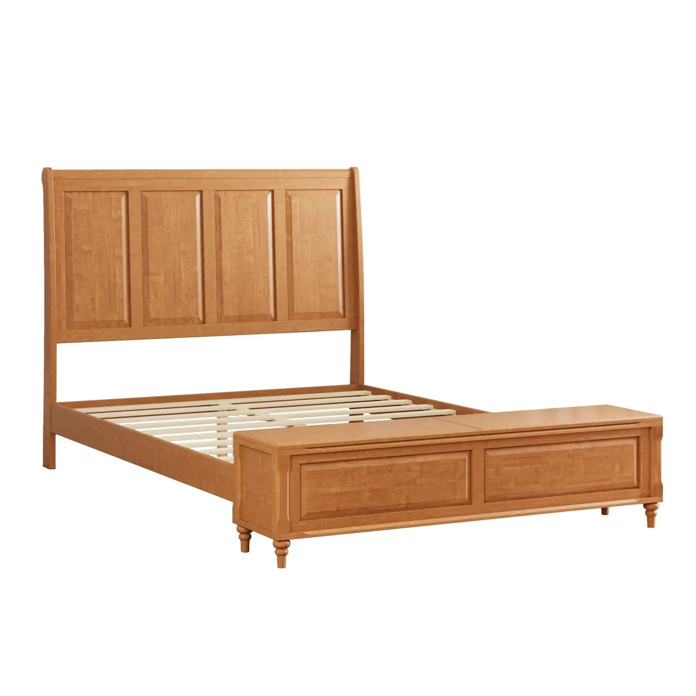 Sleigh Bed Frame With Tall Headboard And Storage Bench by HouseOfZazla