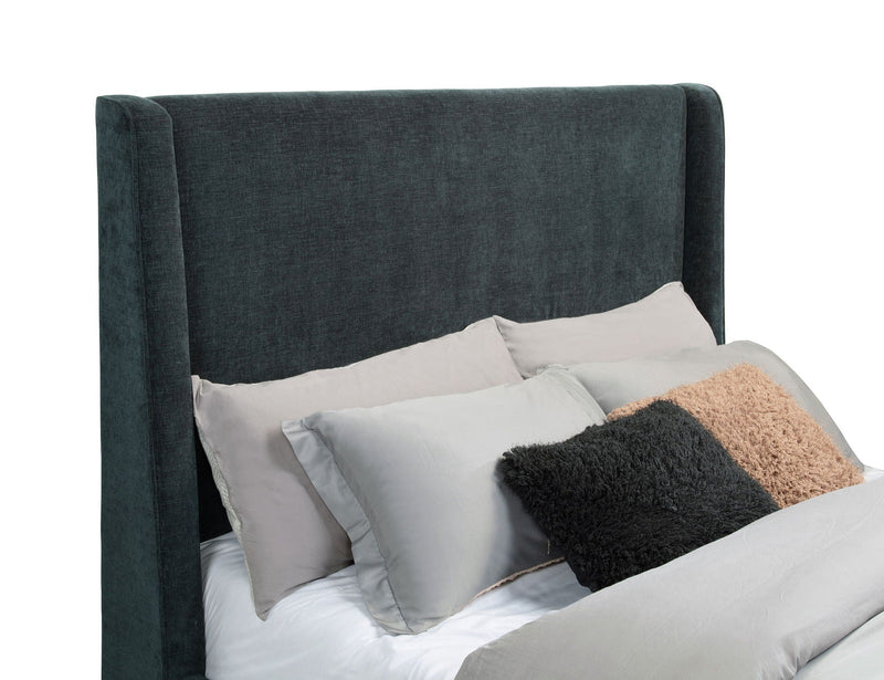Preston Upholstered Queen Audio Flame Visualizer Bed Dark Blue by Unique Piece Furniture