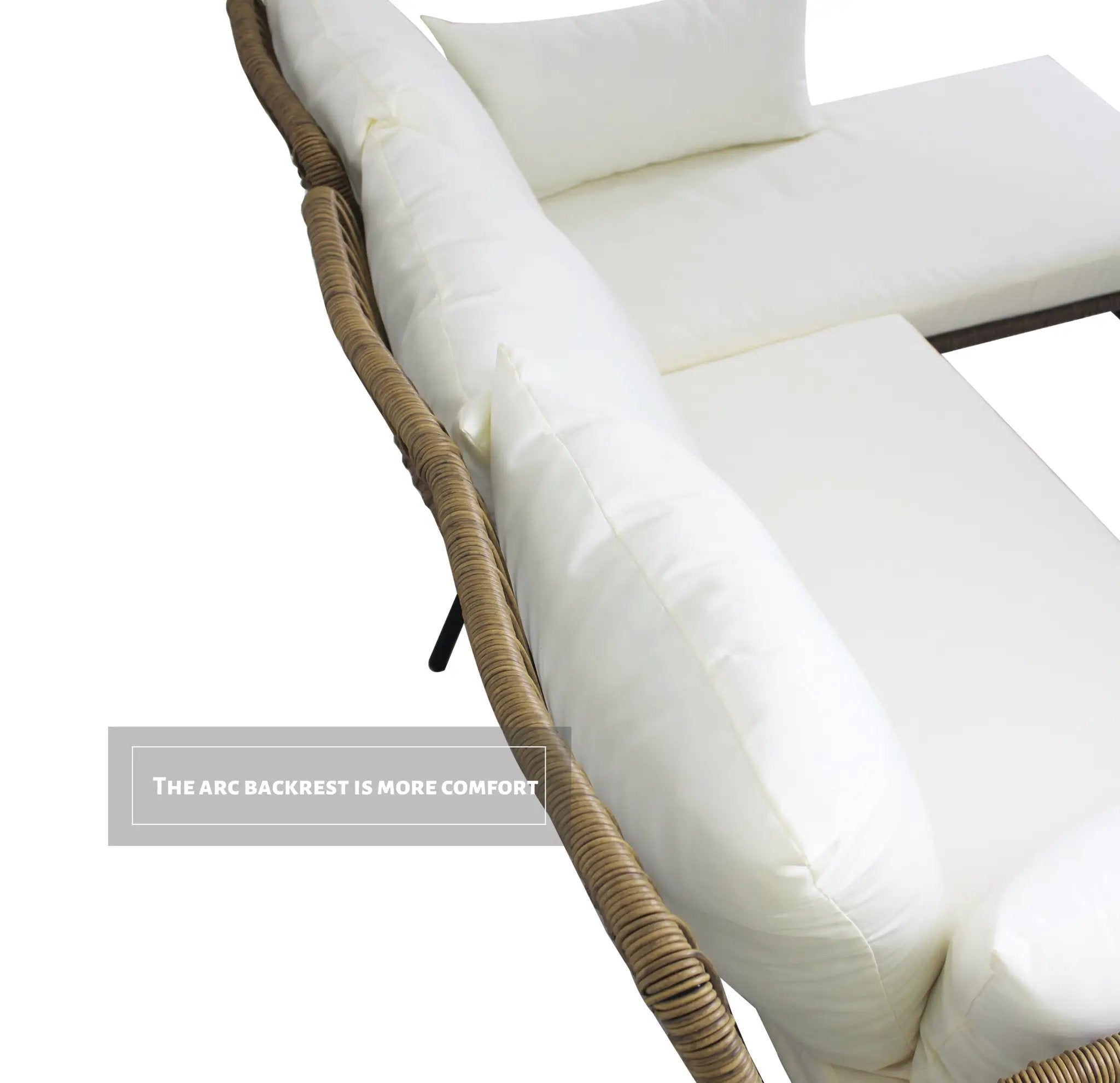 6PCS Outdoor Patio Balcony Natural Color Wicker Sofa Chair Set with Beige Cushion,Round Tempered Glass Table by HouseOfZazla