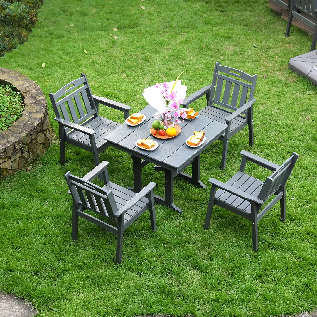 HDPE Outdoor Patio Dining Set with Table and 4 Chairs by HouseOfZazla
