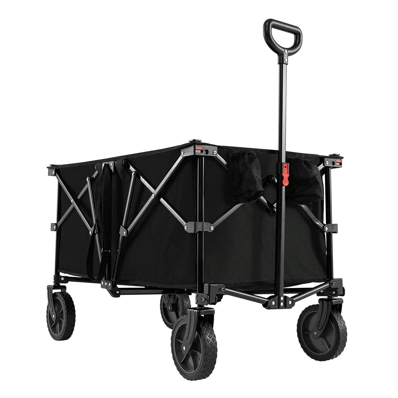 38 Inch 400 LBS Heavy-Duty Collapsible Wagon Cart with Adjustable Handle for Camping Garden-Black by DirectDeals