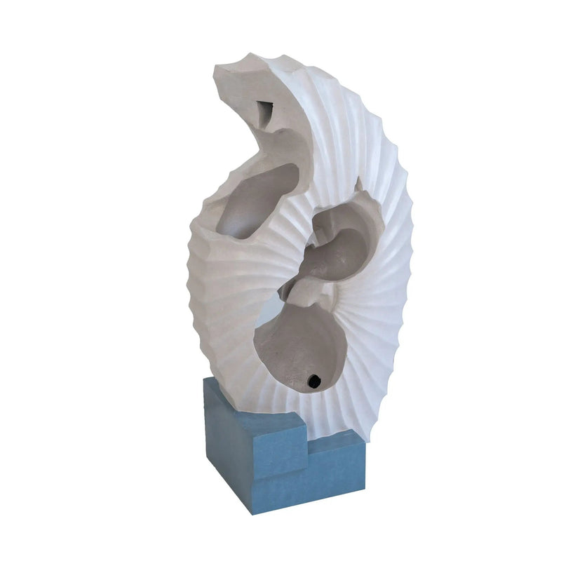 Abstract Water Fountain With Base With Light, For Indoor And Outdoor - White / Blue by Unique Piece Furniture