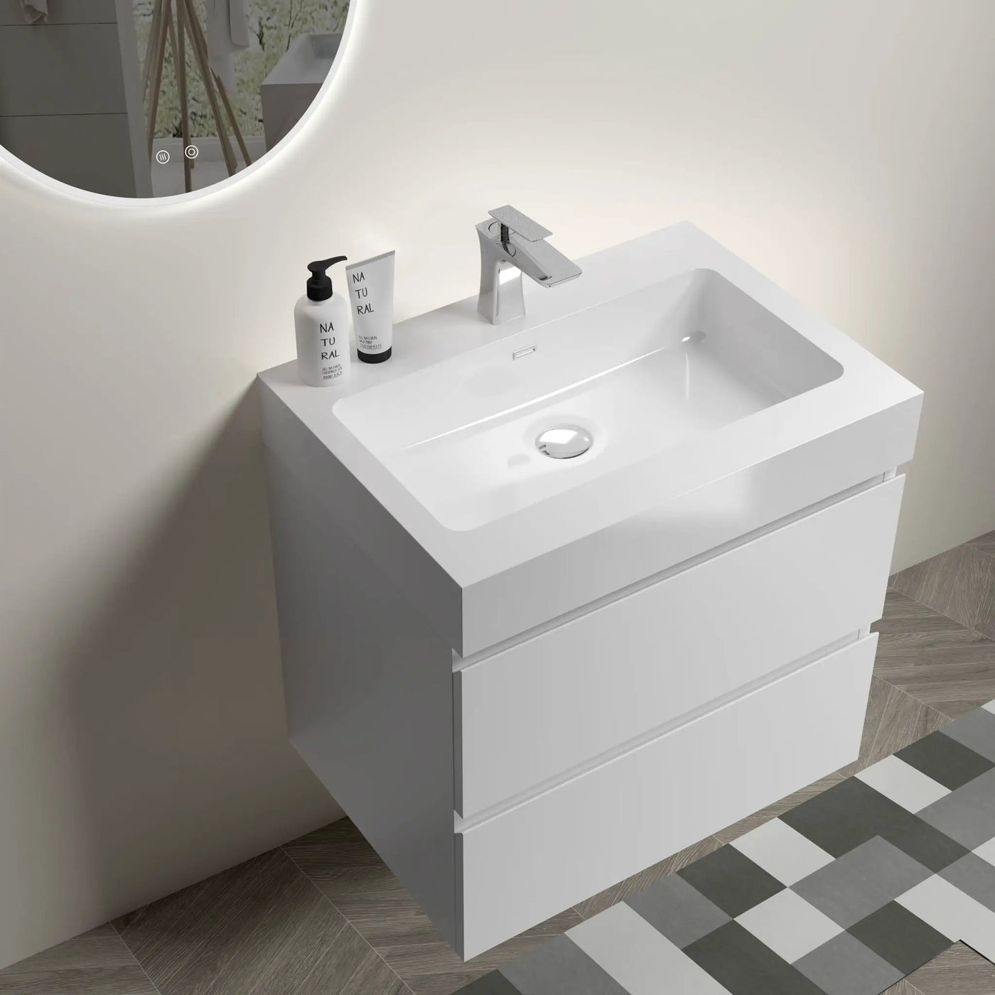 Alice - Bathroom Vanity With Large Storage, Sink, Wall Mounted by Unique Piece Furniture
