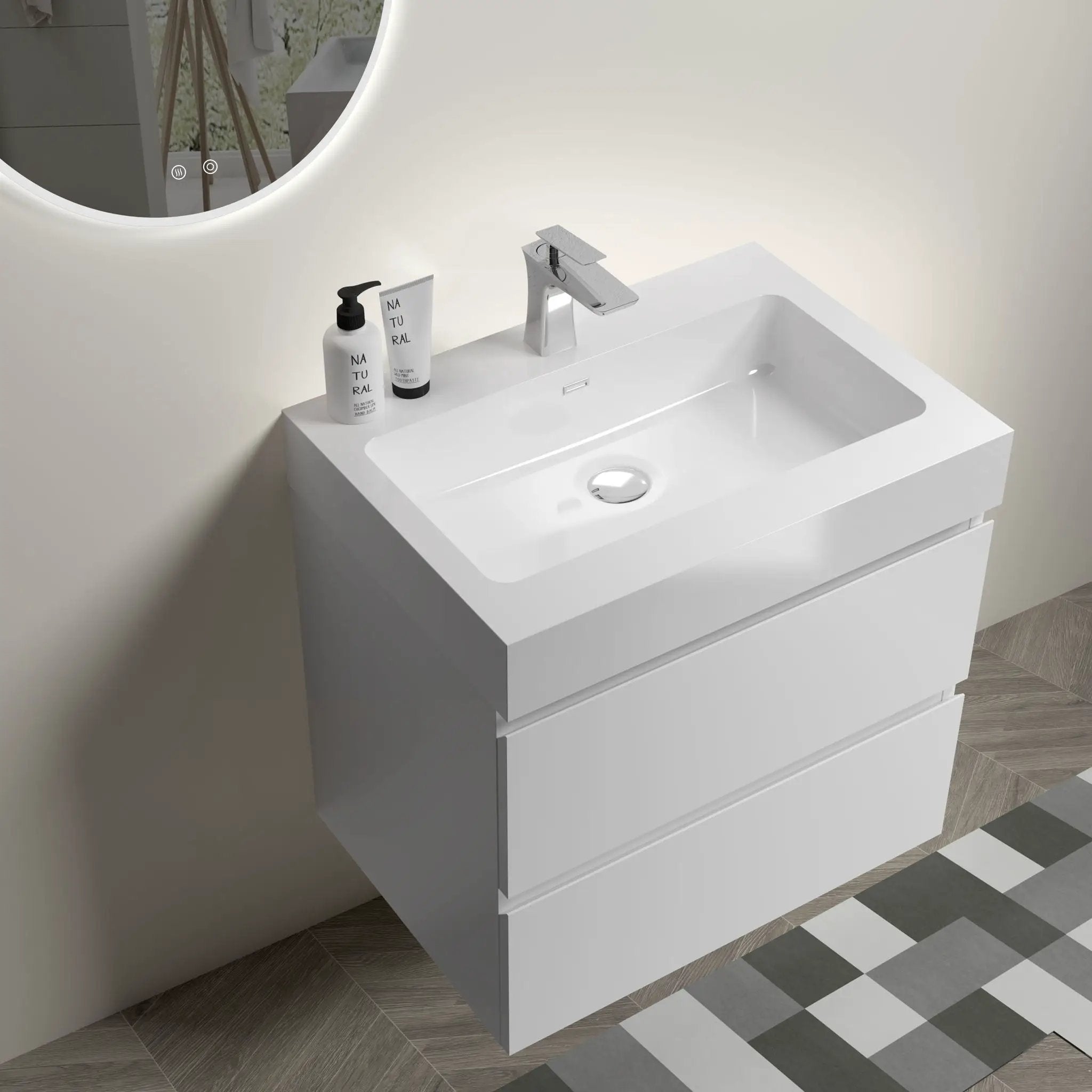 Alice - Bathroom Vanity With Large Storage, Sink Wall Mounted Floating Bathroom Vanity For Modern Bathroom, One-Piece Sink Basin Without Drain And Faucet by Unique Piece Furniture