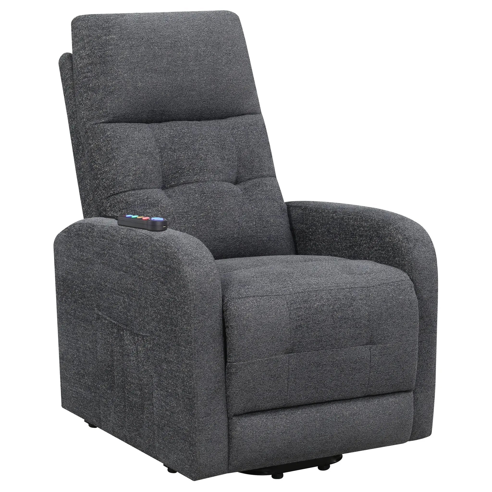 Lyle - Upholstered Power Massage Chair With Heat And Remote Control - Charcoal by HouseOfZazla