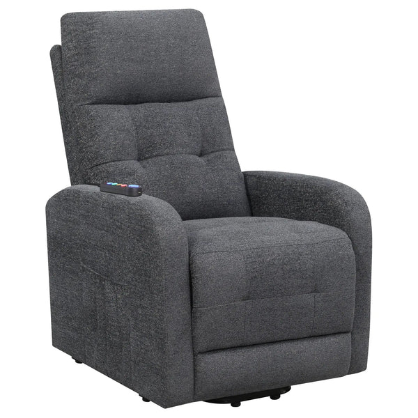 Lyle - Upholstered Power Massage Chair With Heat And Remote Control - Charcoal