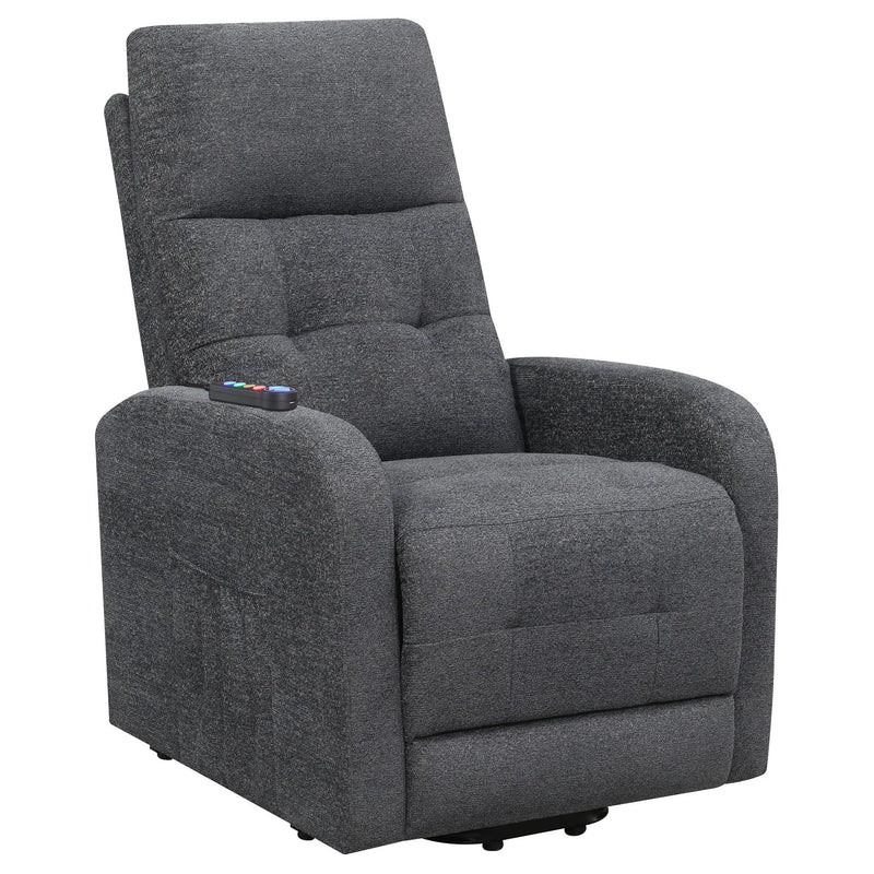 Lyle - Upholstered Power Massage Chair With Heat And Remote Control - Charcoal by HouseOfZazla