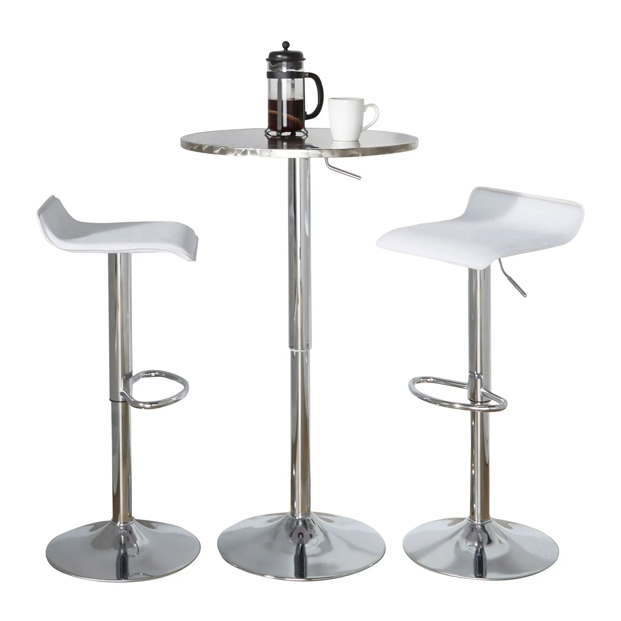 Ale - 3 Piece Bar Set Bistro Round Contemporary Adjustable Oval Footrest by HouseOfZazla