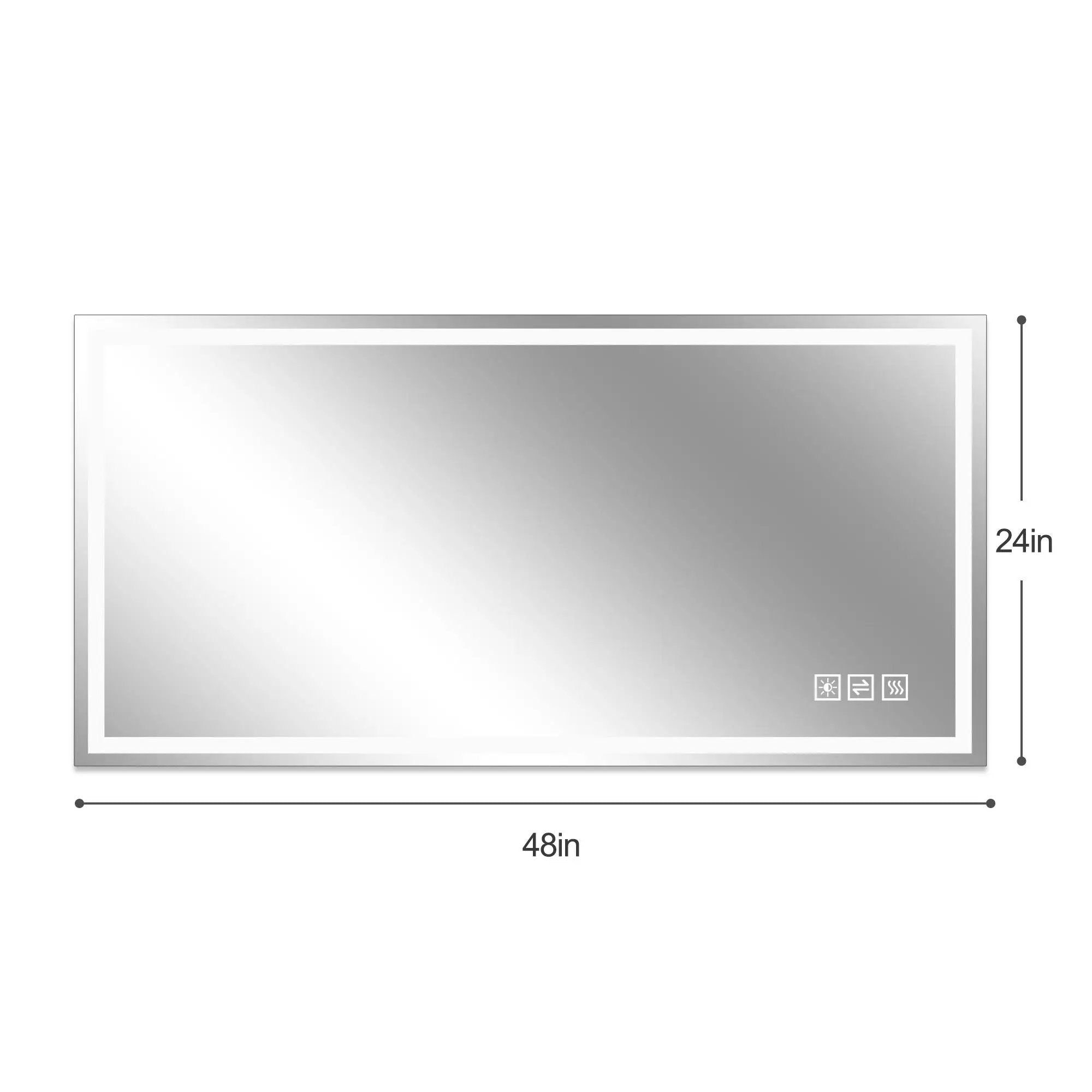 LED Bathroom Vanity Wall Mirror With Straight Edge Design, Frosted Glass Finish, Anti Fog, Dimmable 3 Color Lighting - Silver by HouseOfZazla