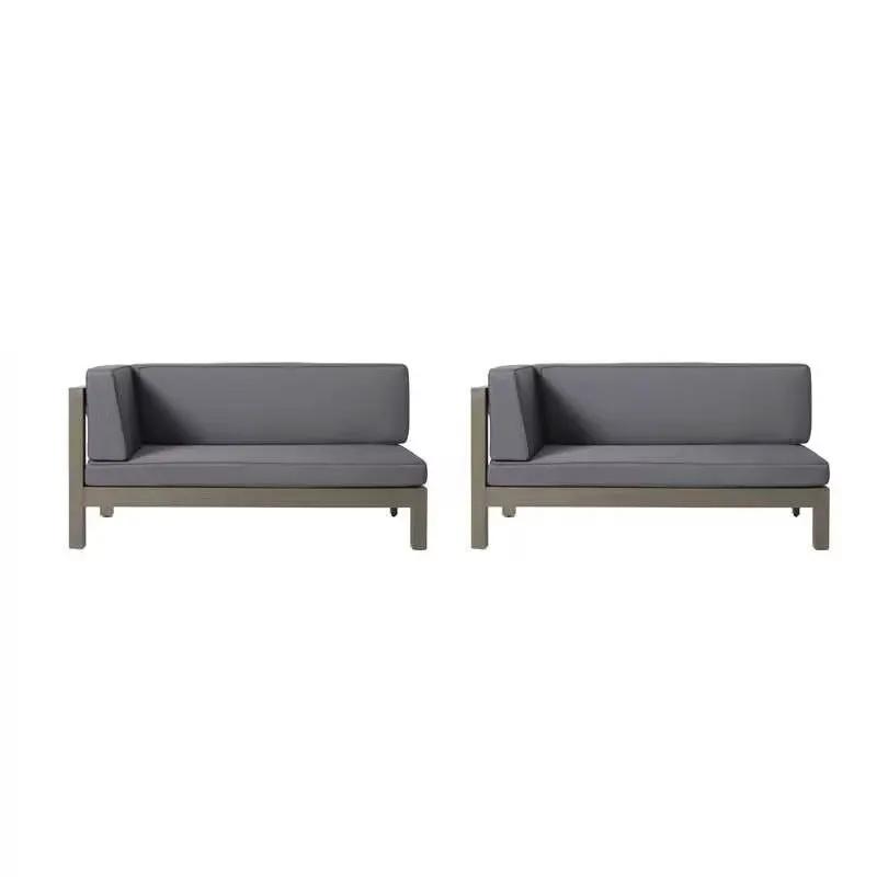 Aura 2 Piece Outdoor Set With X Back Left Bench And Corner - Dark Gray by HouseOfZazla