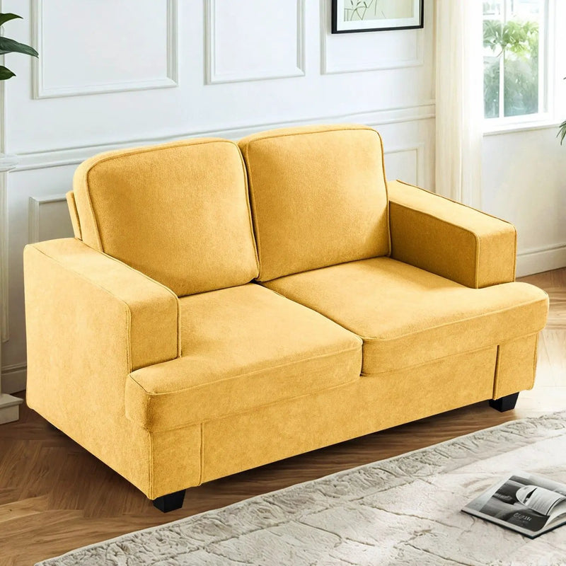 Modern Loveseat, Comfortable 2 Seater Couch With Deep Seating, Loose Back Cushions, Wide Arms by HouseOfZazla