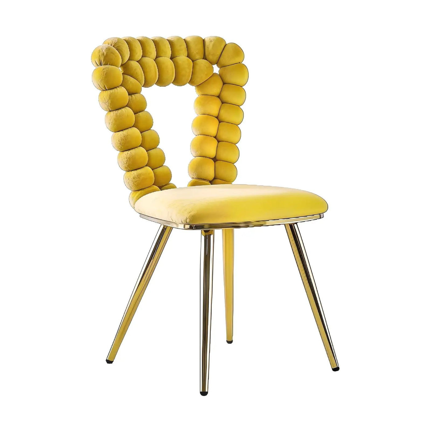 Modern Chair With Iron Tube Legs, Soft Cushions And Comfortable Backrest, Suitable For Dining Room, Living Room, Cafe, Hairball Back by Unique Piece Furniture