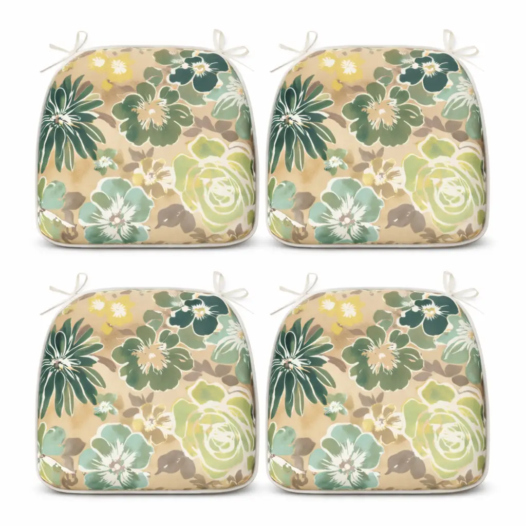 Outdoor Patio Chair Cushions - Water-Repellent U-Shape Thick Foam Seat Cushions with Ties by HouseOfZazla