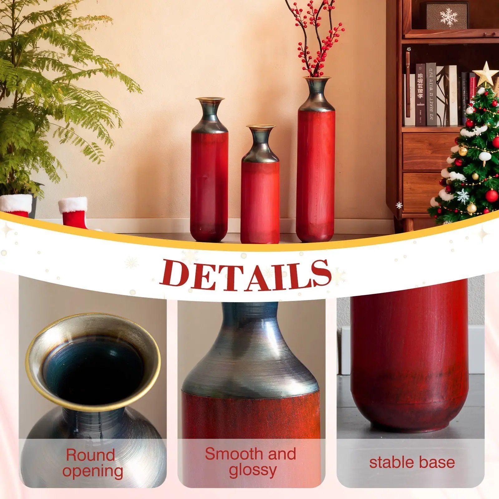 Modern Droplet Shaped Floor Vase Set, 3 Piece Home Decor by Unique Piece Furniture