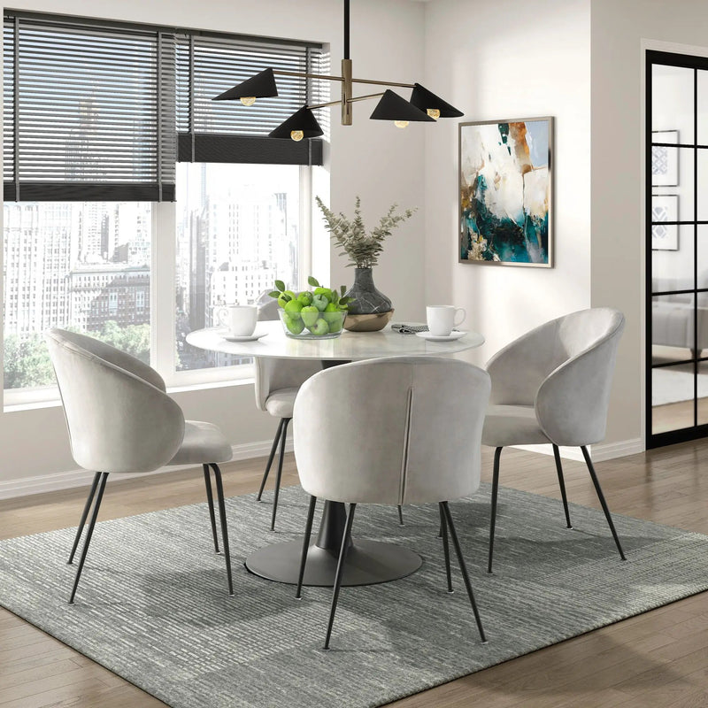 Velvet Upholstery Side Chairs 2 Piece Set With Metal Legs Modern Home Furniture - Beige by HouseOfZazla