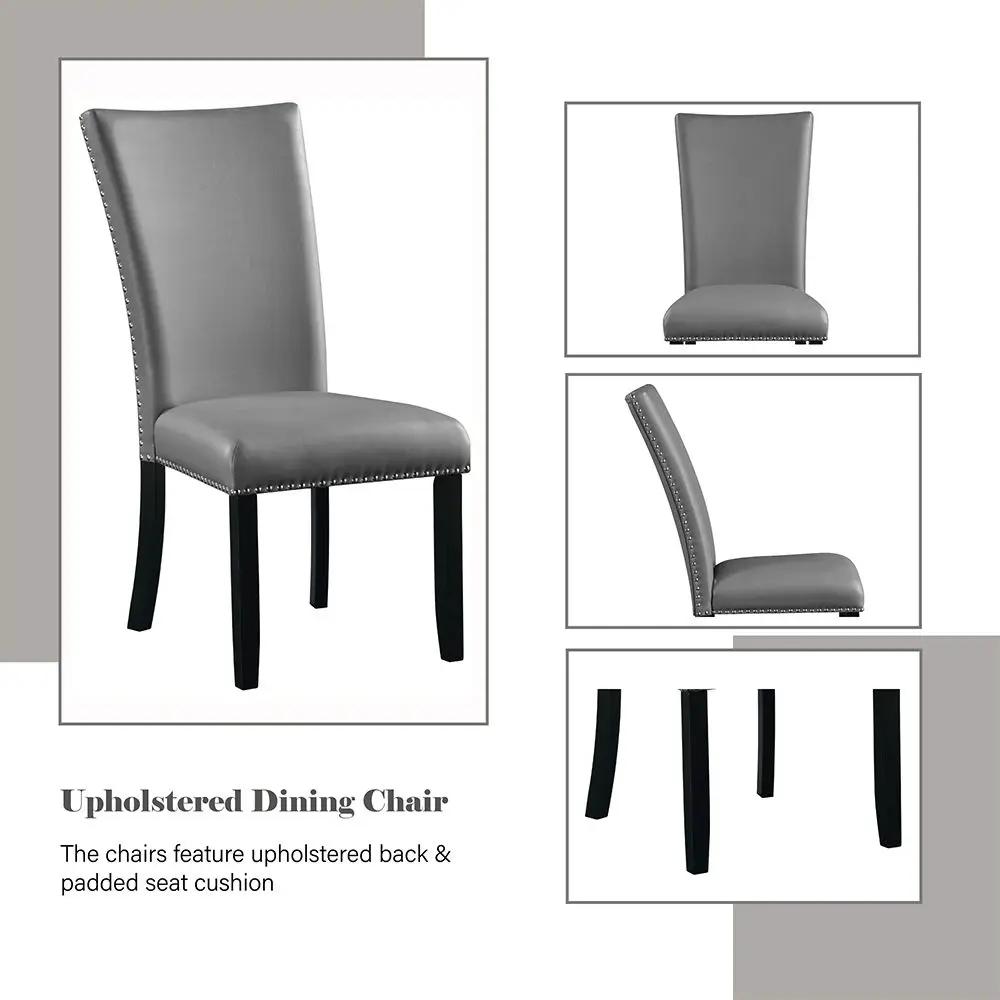Caralin - Side Chair (Set of 2) - Gray Synthetic Leather & Black by Unique Piece Furniture