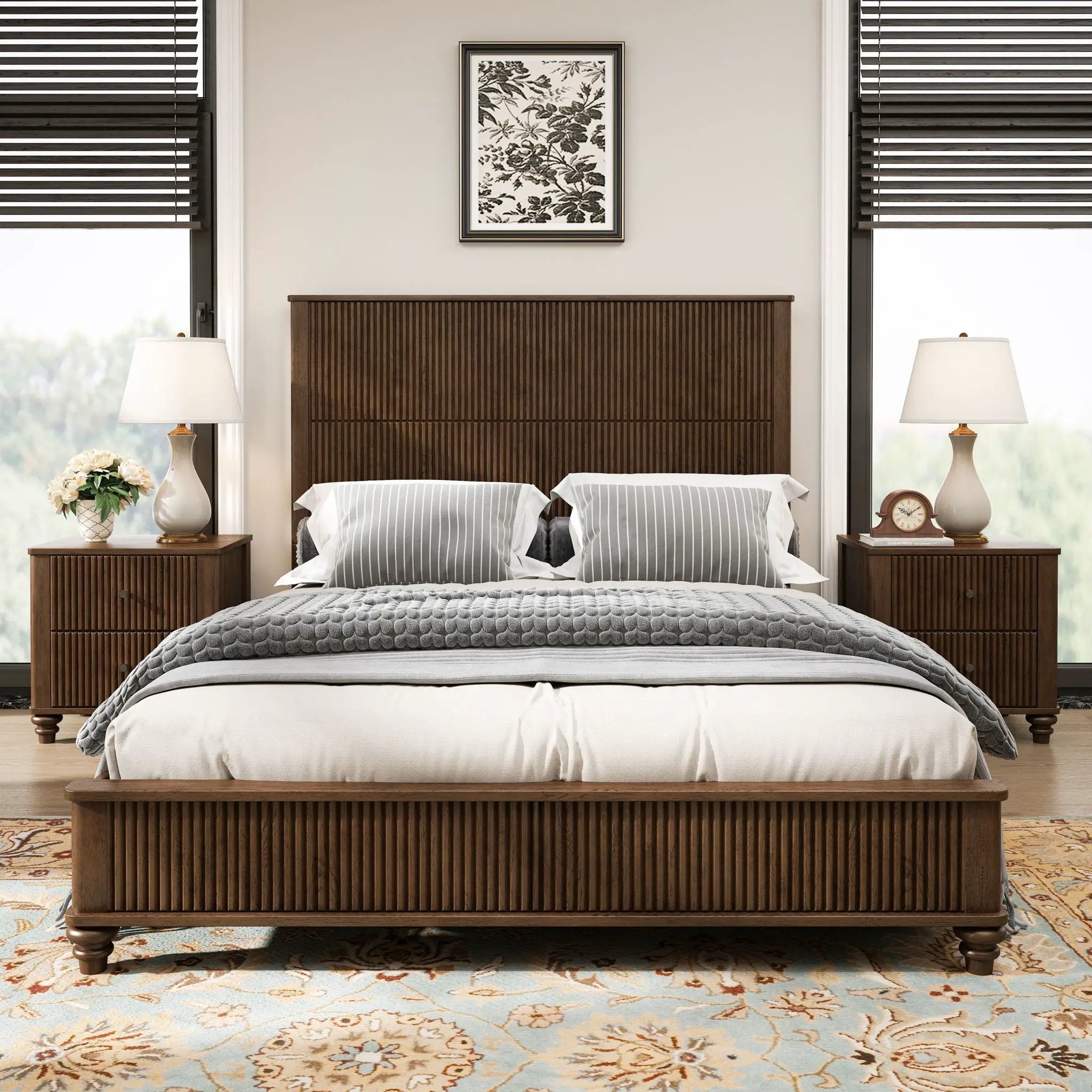 Platform Bed Frame & Tall Headboard by HouseOfZazla