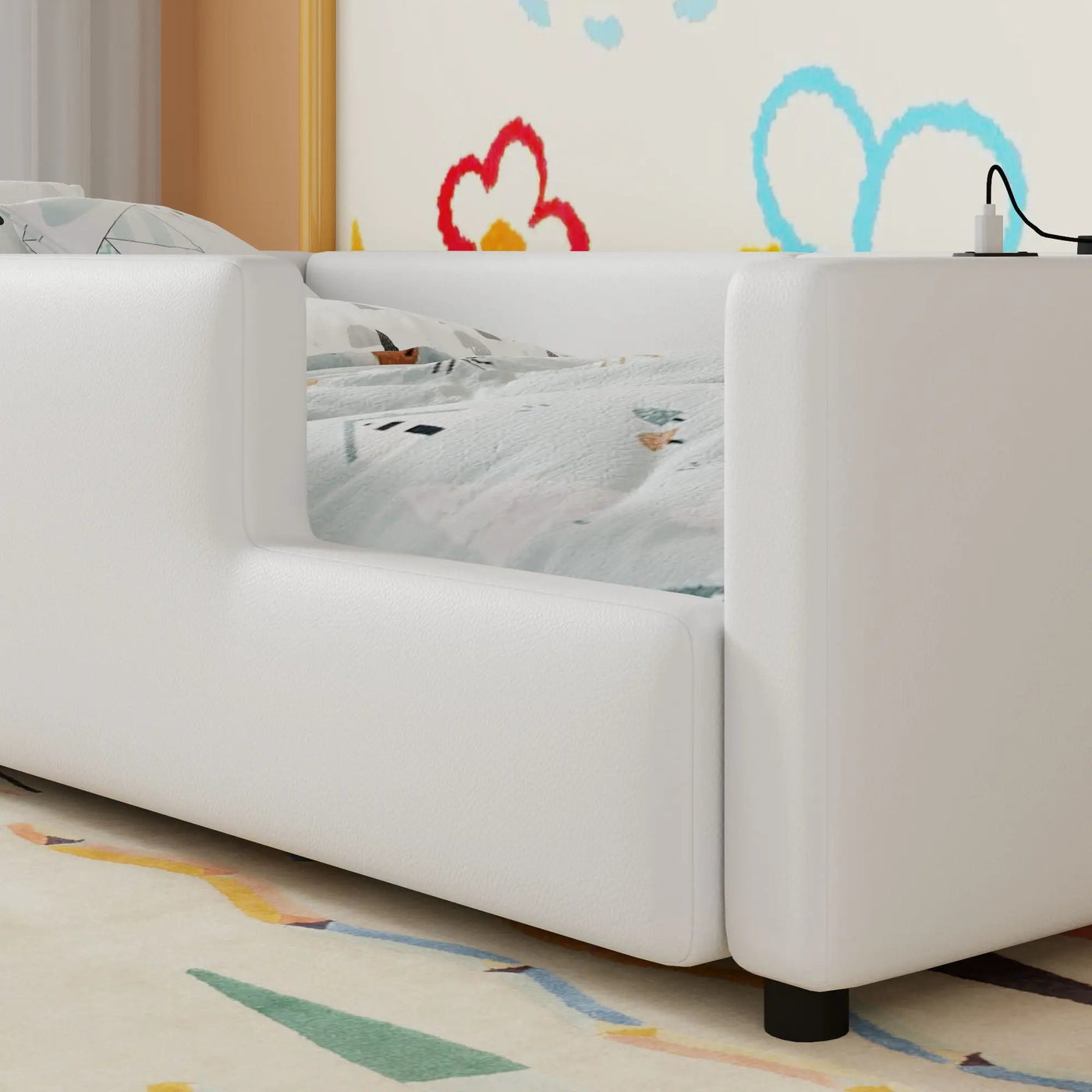 Platform Bed With Guardrail And Charging Station by Unique Piece Furniture
