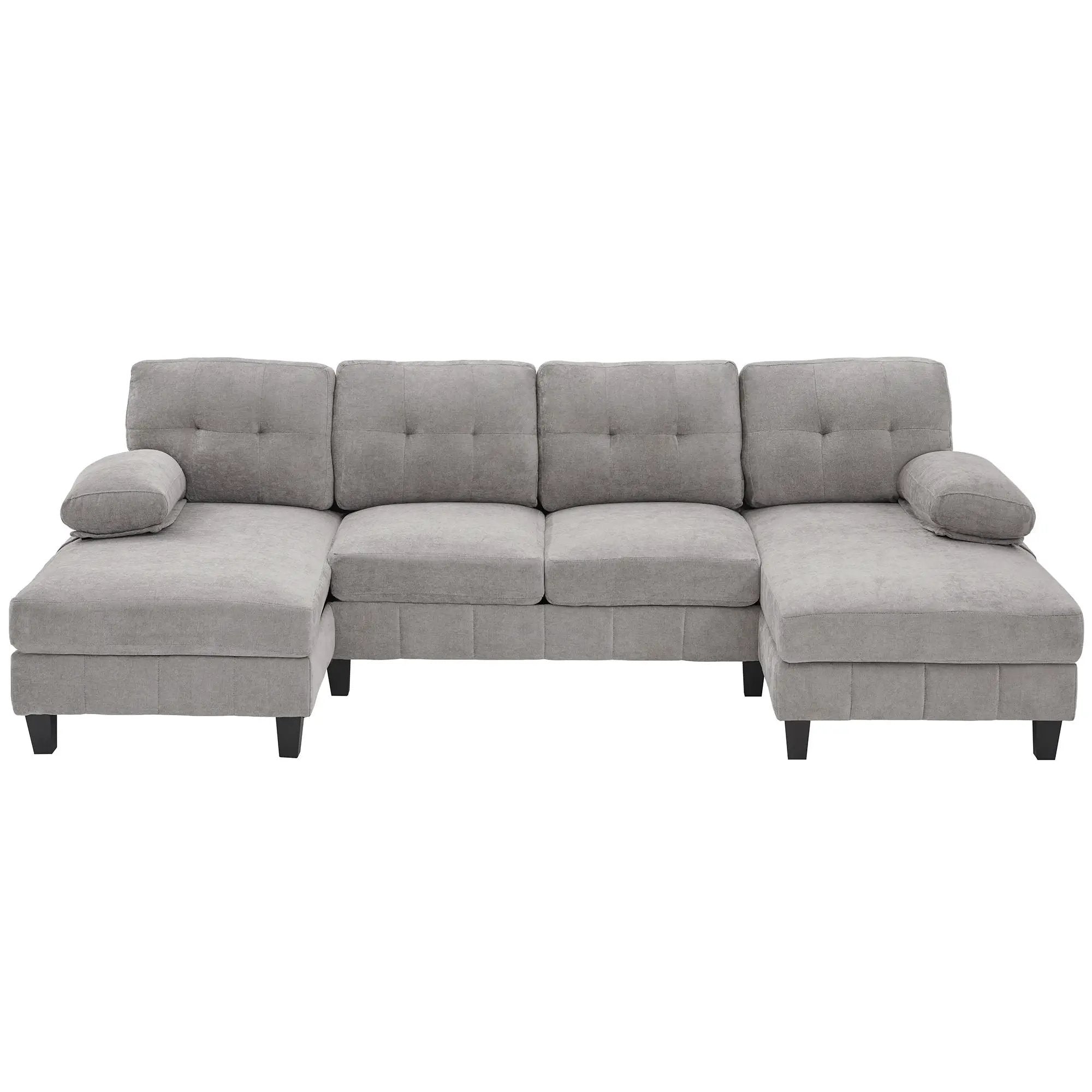 U-Shaped Sectional Sofa 103.5" Fabric Couch With Dual Chaise Lounges, Storage Pockets, Armrest Pillows by HouseOfZazla