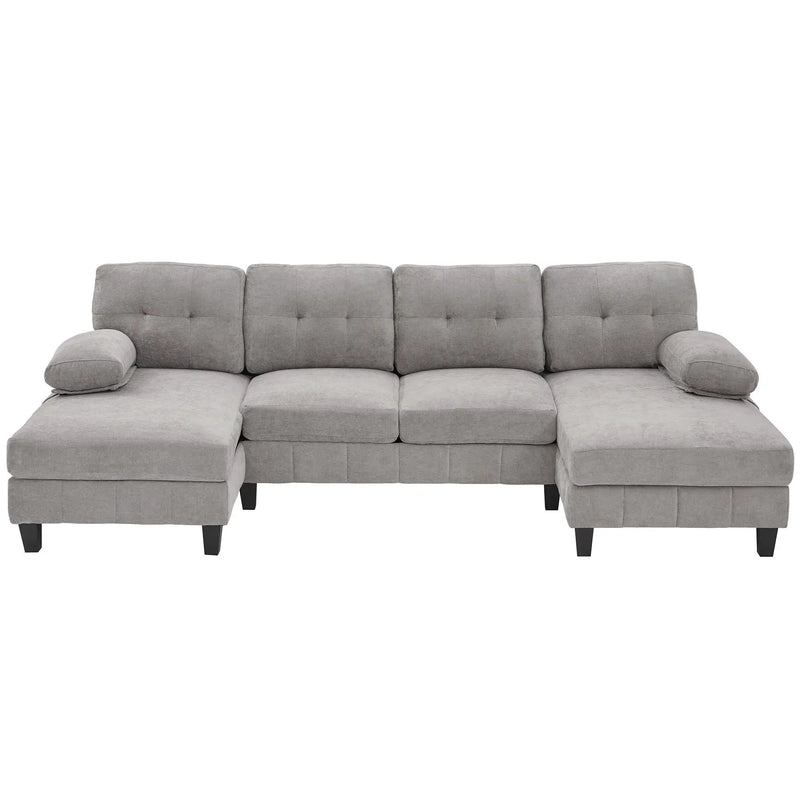 U-Shaped Sectional Sofa 103.5" Fabric Couch With Dual Chaise Lounges, Storage Pockets, Armrest Pillows by HouseOfZazla
