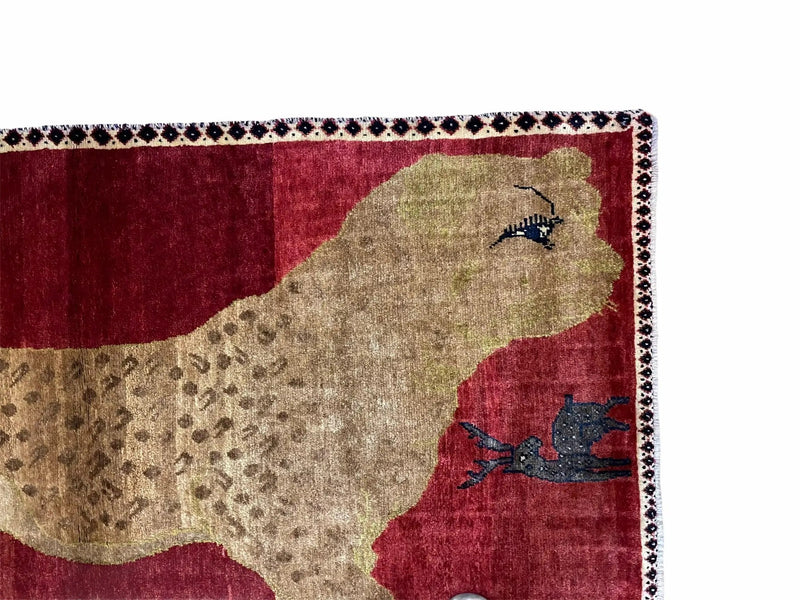 3.5 X 6 Handmade New Vintage Quality Wool Rug Leopard Red Tribal Hand-Knotted by Jewel Rugs