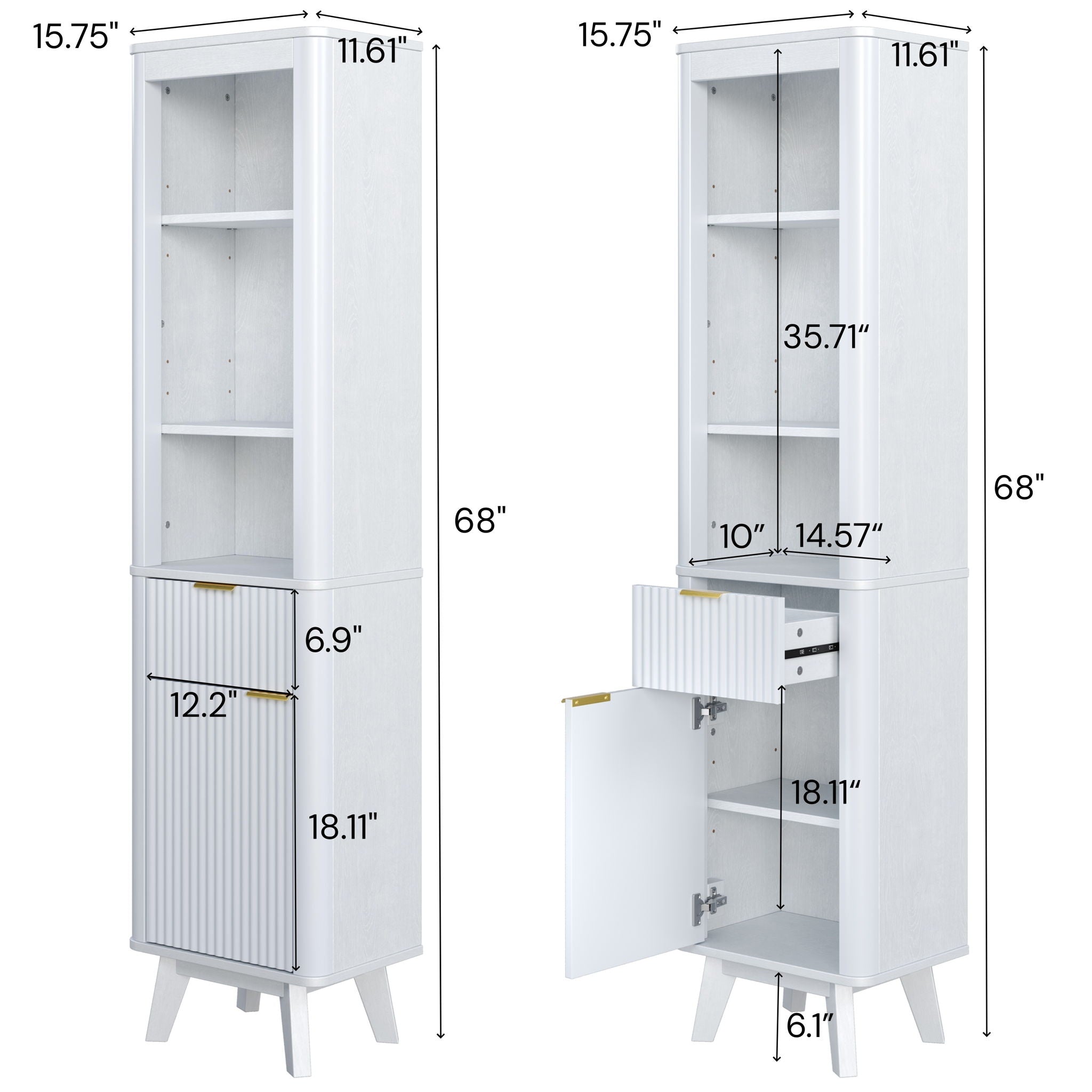 Tall Bathroom Storage Cabinet With Adjustable Shelves And 1 Drawer & Door by HouseOfZazla