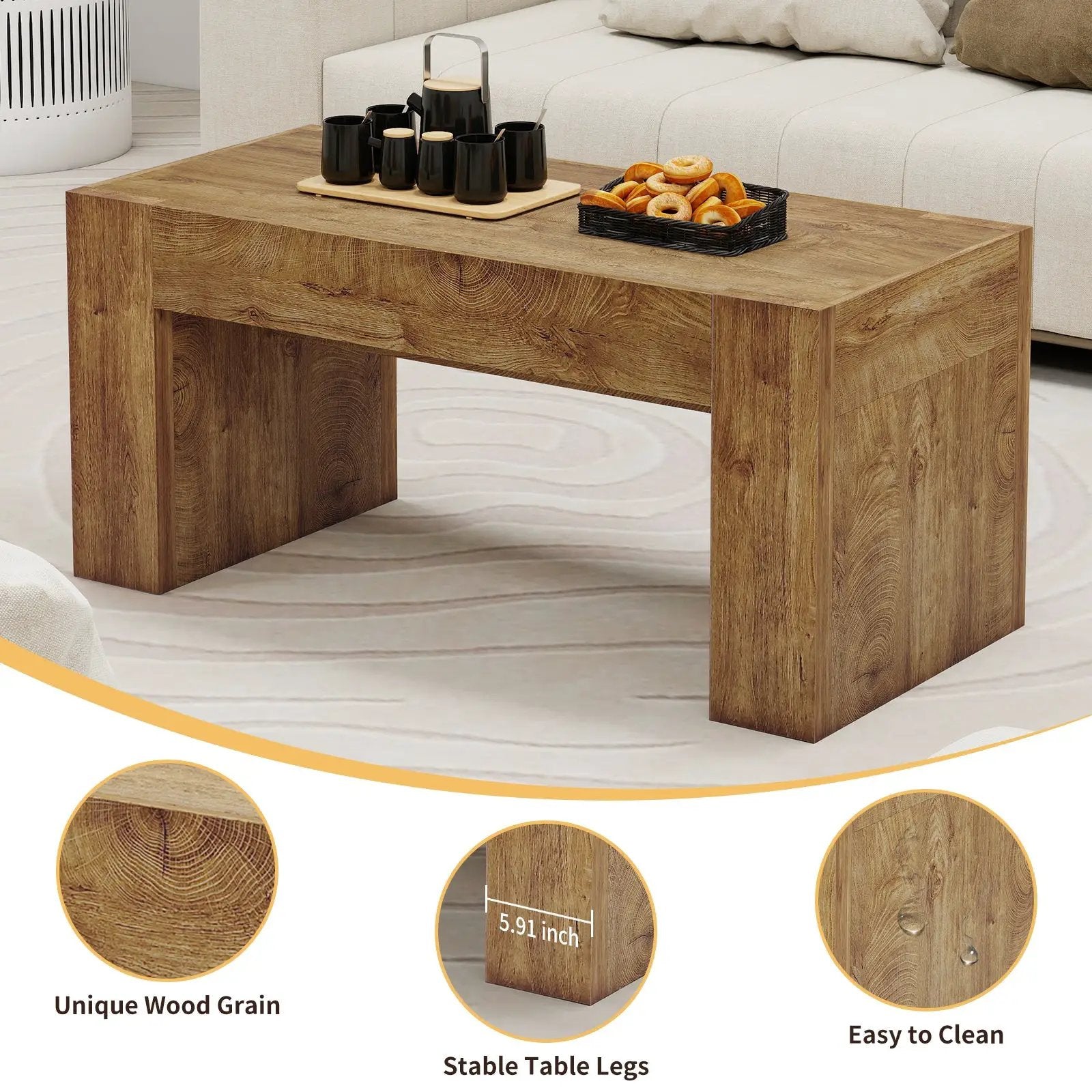 48" Farmhouse Coffee Table with Hidden Storage Drawer by HouseOfZazla