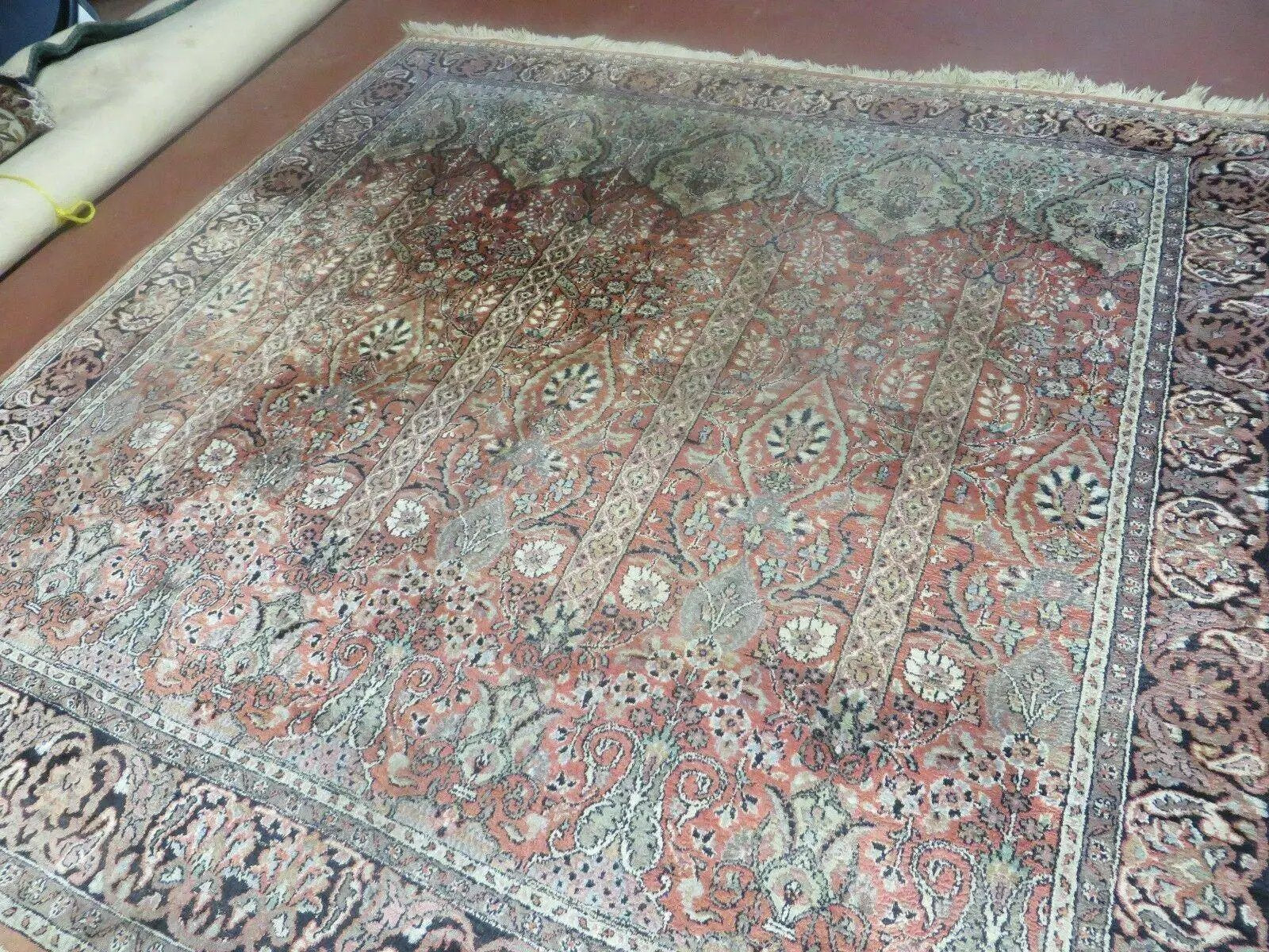 6' X 6' Vintage Handmade Fine Indian Silk Rug Kashmir Square Nice by Jewel Rugs