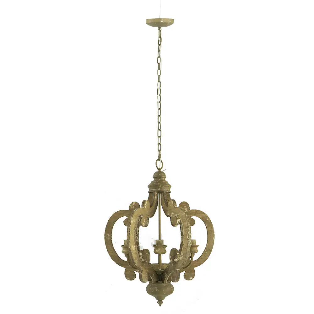 Farmhouse Chandelier, 6 Light Wood Chandelier Pendant Light Fixture With Adjustable Chain For Dining Room Living Room Entryway, Bulb Not Included by Unique Piece Furniture