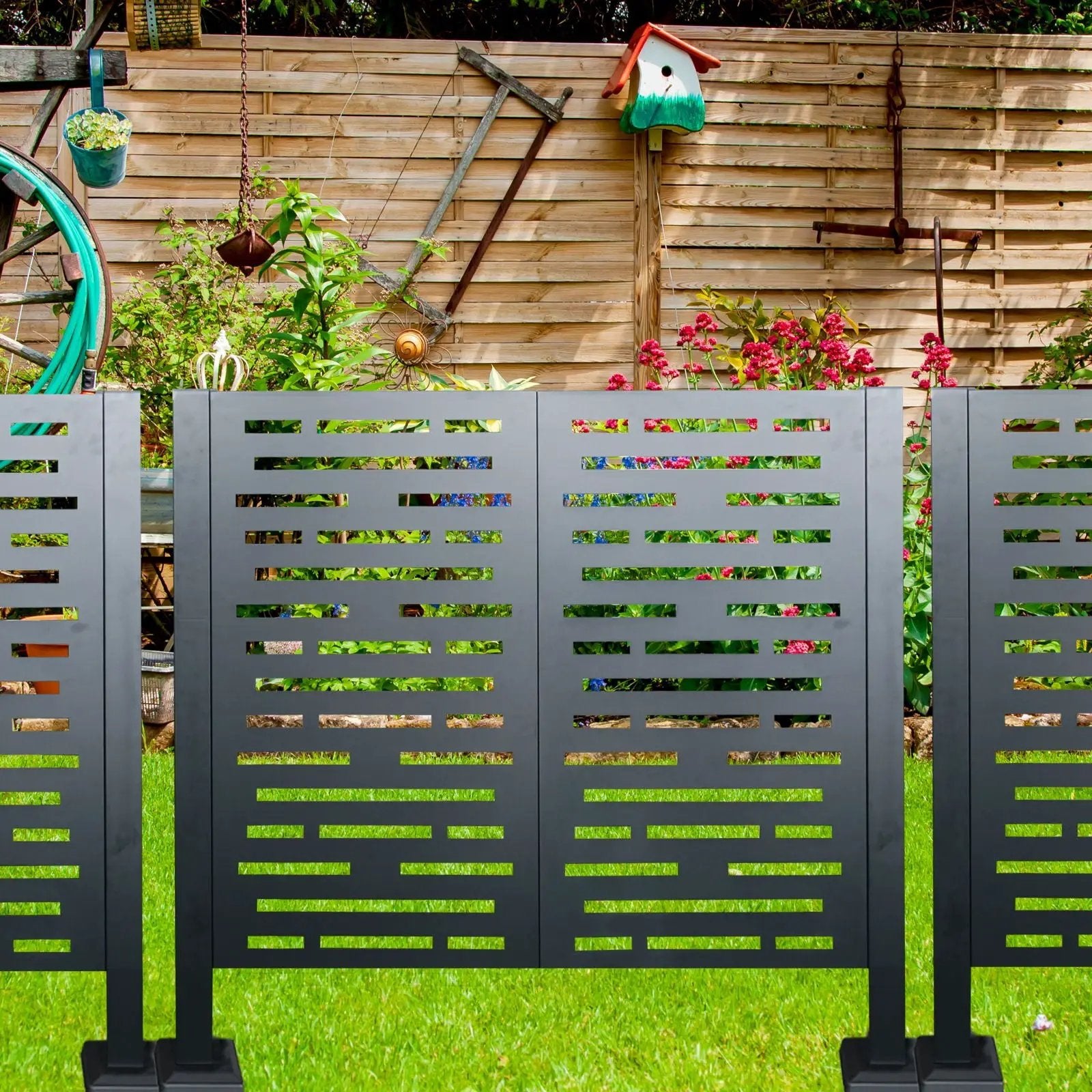 Air Conditioner Fence For Outdoor Units, Metal Privacy Fence Cover, Perfect To Conceal Air Conditioning Units, 3 Fence Panel by HouseOfZazla