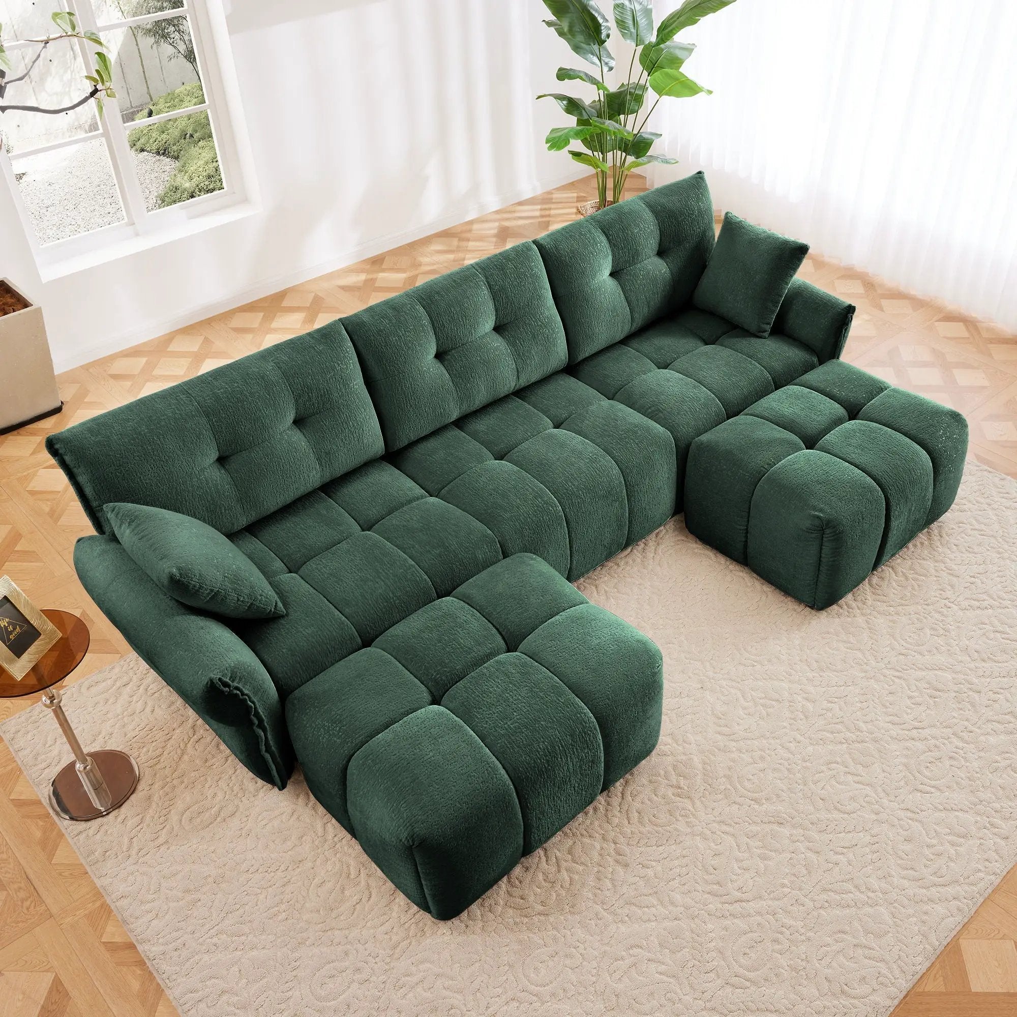 Sofa Set With Ottoman And Pillows, Textured, High Resilience Cushions by HouseOfZazla