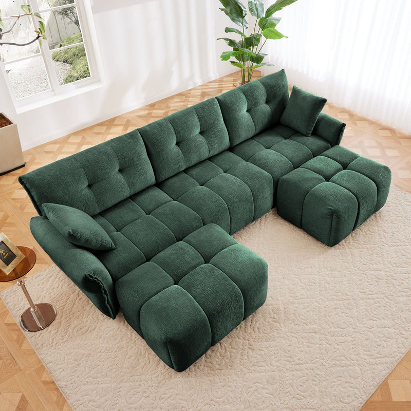 Sofa Set With Ottoman And Pillows, Textured, High Resilience Cushions by HouseOfZazla