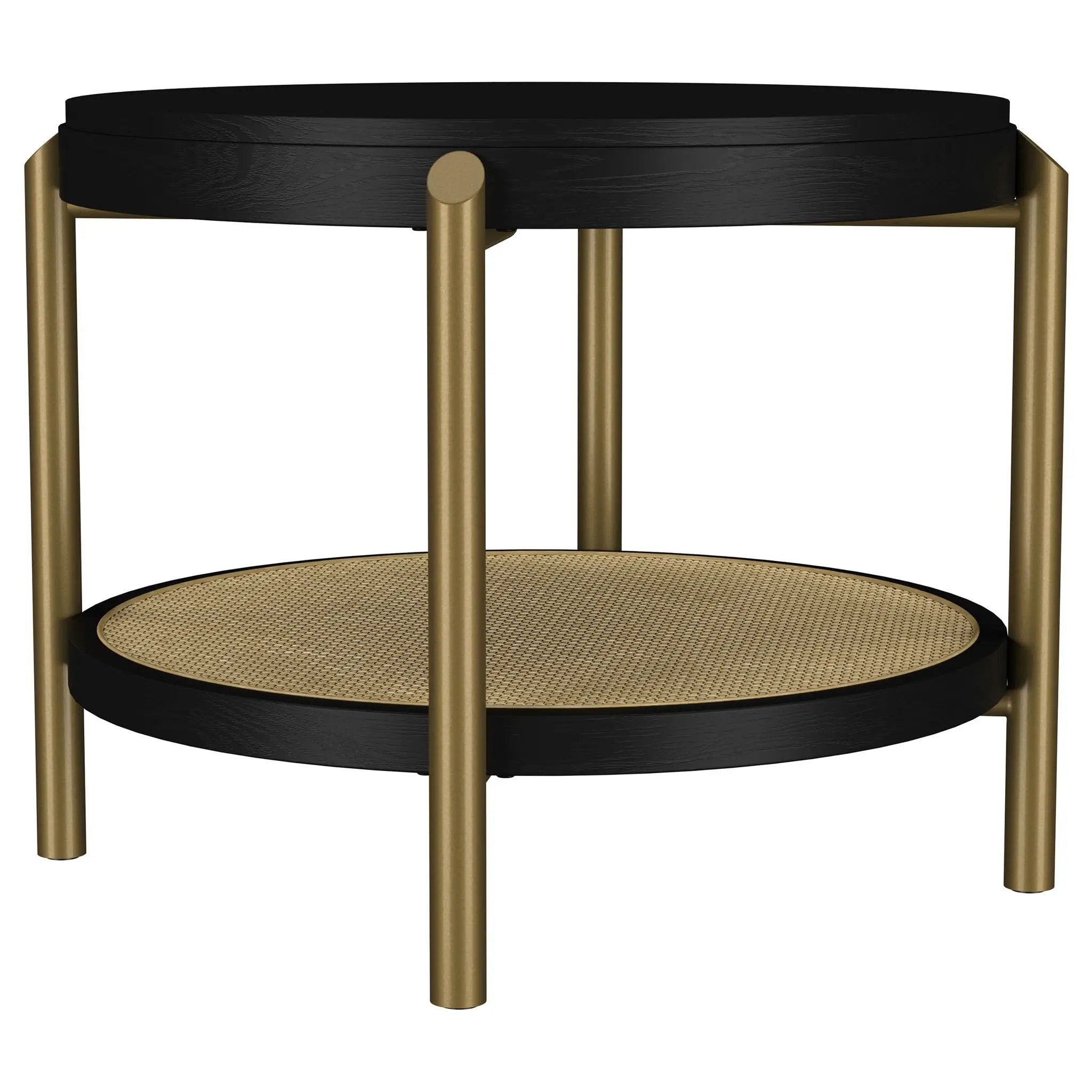 Arini Round End Side Table With Storage Shelf Black by Unique Piece Furniture