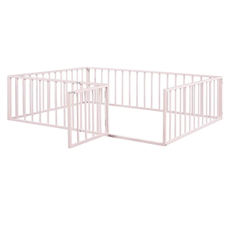 Metal Floor Bed Frame With Fence And Door by Unique Piece Furniture