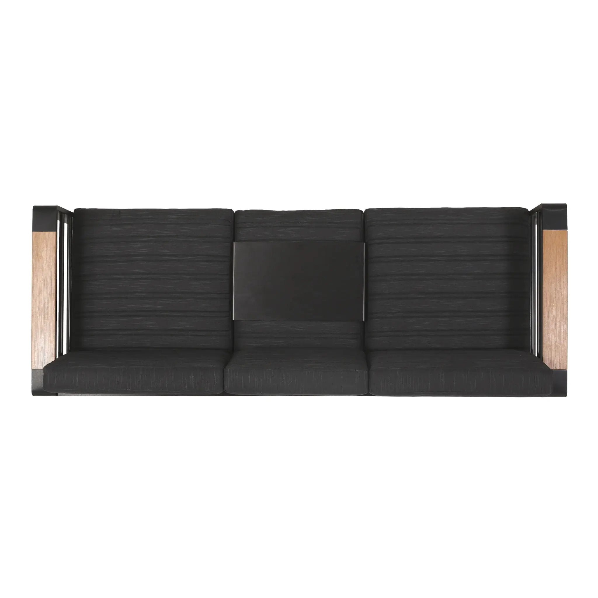 Giovanna 3-Seater Sofa with Aluminum Frame and Water-Repellent Cushions - Black by HouseOfZazla