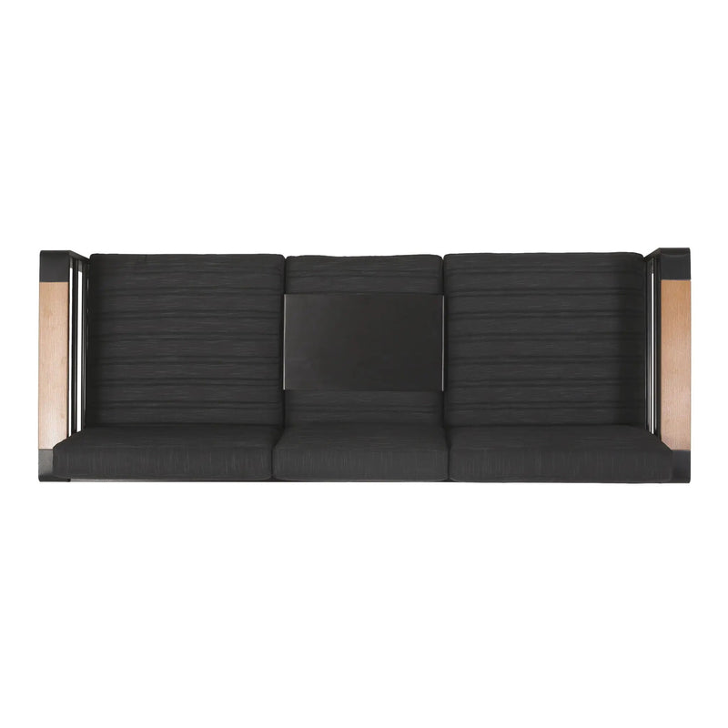 Giovanna 3-Seater Sofa with Aluminum Frame and Water-Repellent Cushions - Black by HouseOfZazla