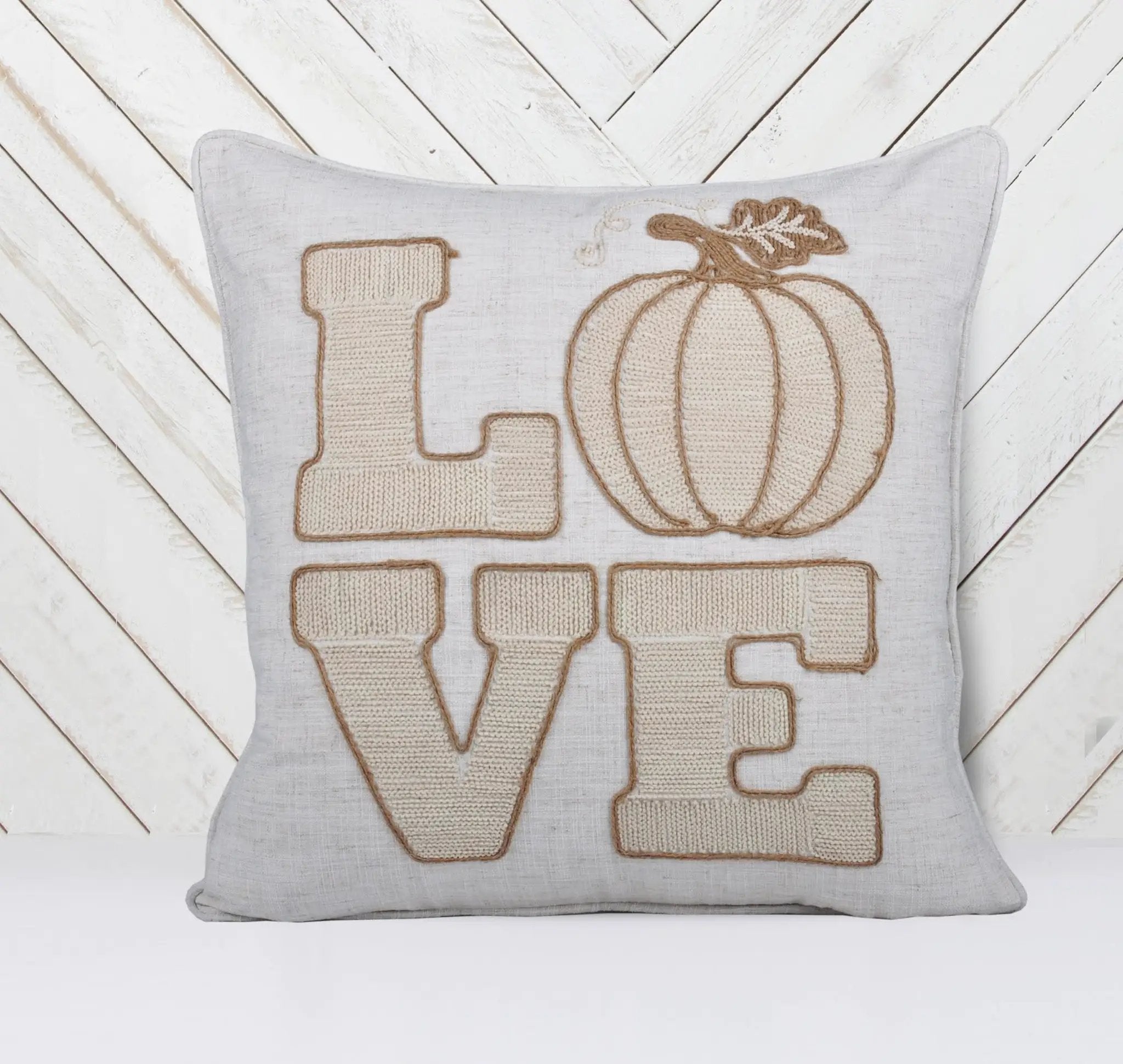 Love Pumpkin Embroidered Throw Pillow – Rustic by HouseOfZazla