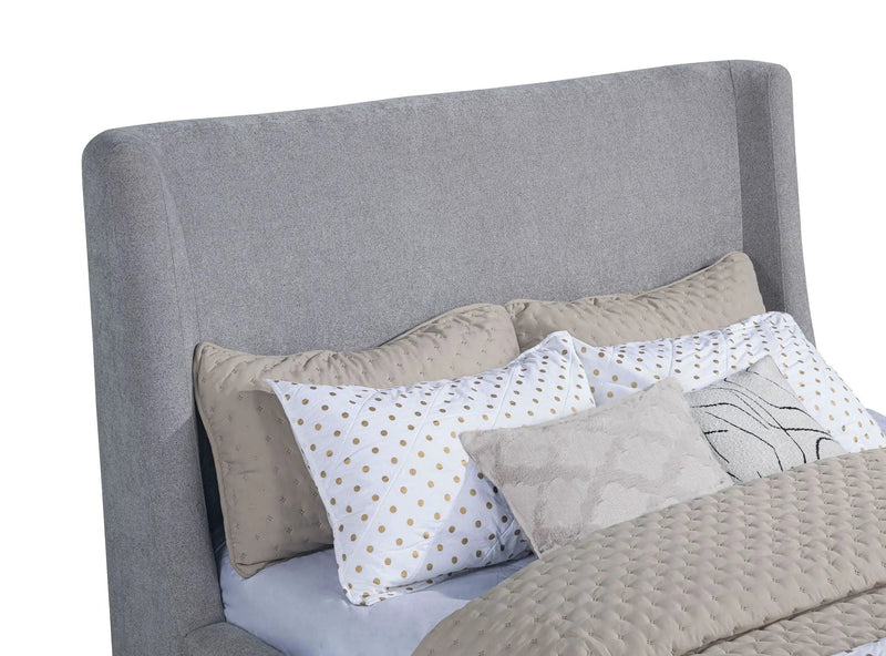 Rennes Upholstered Queen Wingback Platform Bed Grey by Unique Piece Furniture