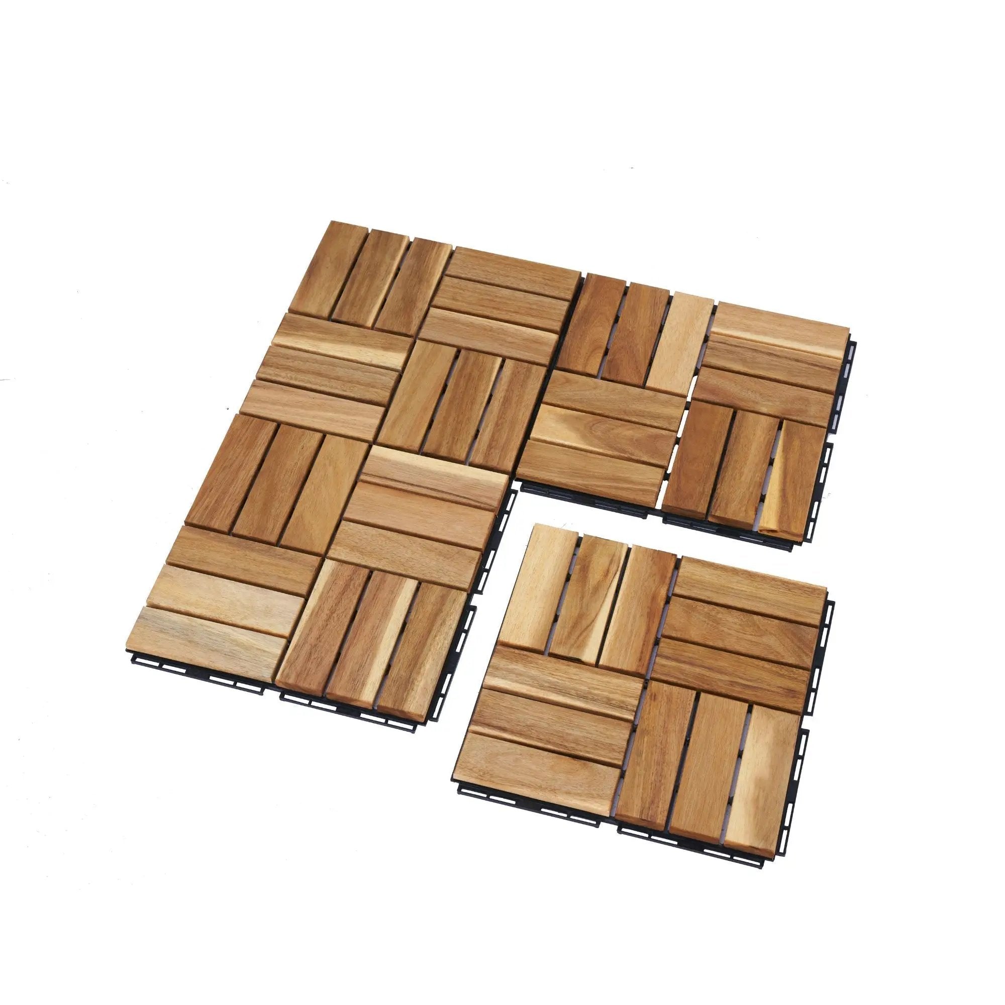 Interlocking Deck Tiles Checker Pattern, Square Acacia Hardwood Outdoor Flooring For Patio, Bancony, Pool Side by HouseOfZazla