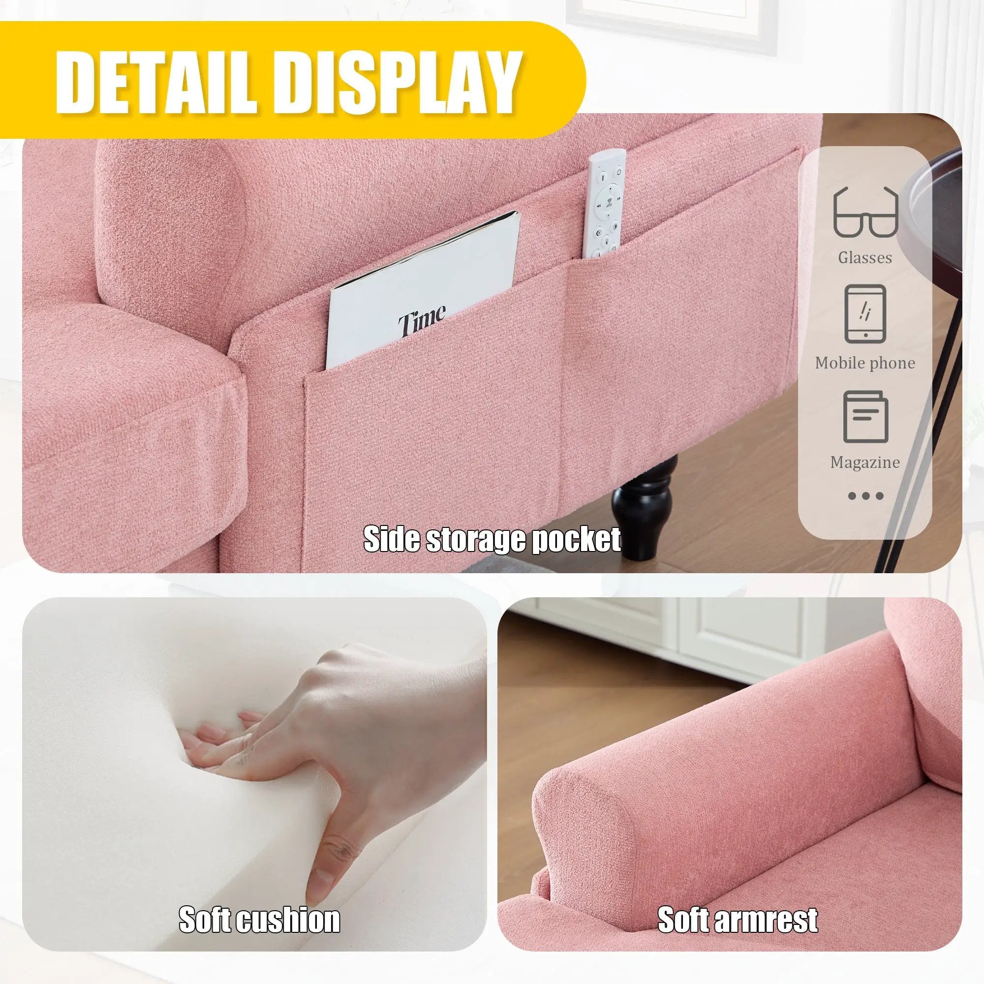 Modern Minimalist Chenille Fabric Chaise Lounge Recliner by HouseOfZazla