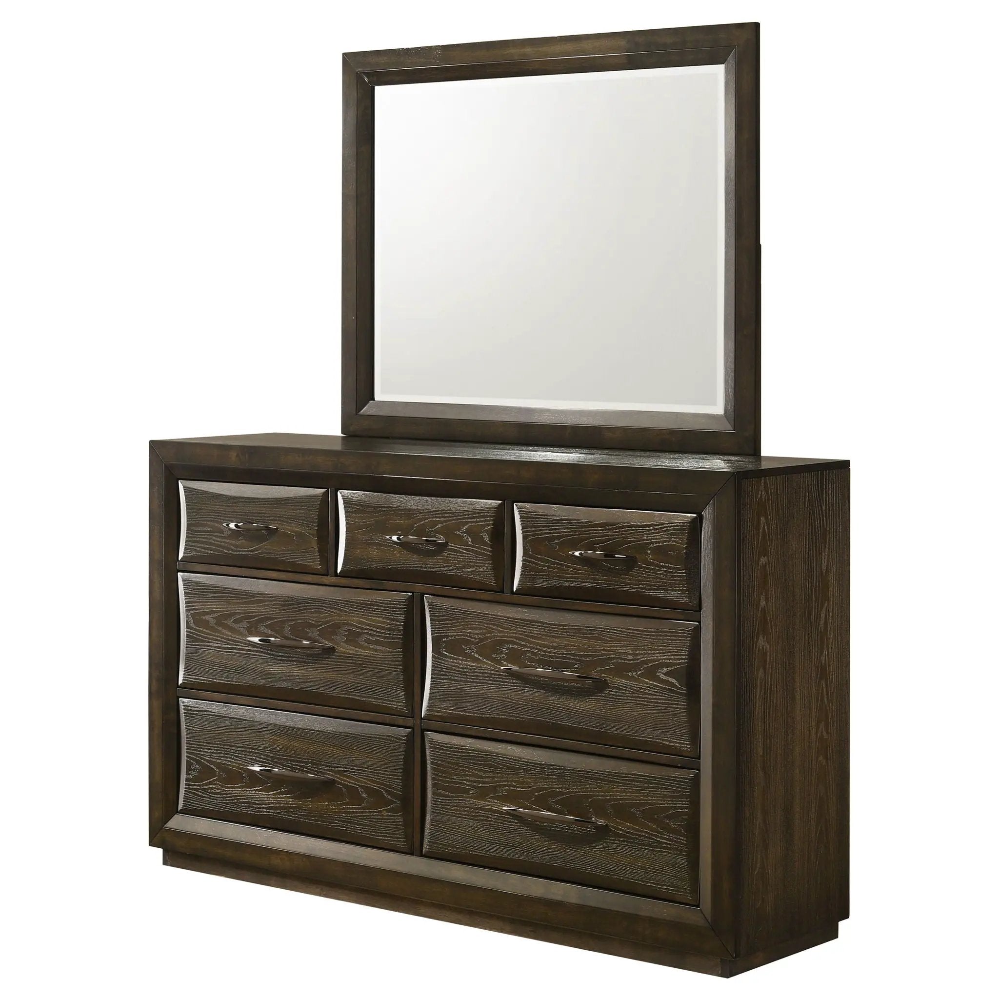 Atlas 7-drawer Bedroom Dresser and Mirror Set Dark Oak by Unique Piece Furniture